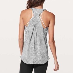 Lululemon Essential Tank Sheer Luon Pebble Jacquard White gray